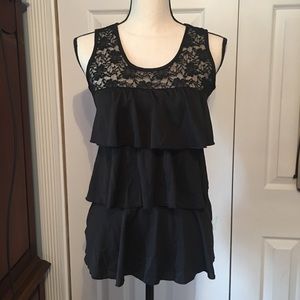 2 for $12! Black tiered blouse